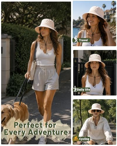 Image of Water-Resistant Bucket Hat for Women Men Rain Hat UPF 50+ Boonie Sun Hat Foldable Summer Floppy Fishing Safari Hats