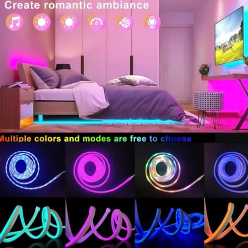 Image of Neon LED Strip Light RGB Magic 16.4 Feet with App & Remote Control, Music Sync, Multi-Colour Modes | Flexible | Neon Lights | Ideal for Gaming Room & Wall Decor | 5 Meter |