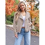 AUTOMET Women‘s Faux Suede Leather Jacket, Cropped Open Front Coat for Fall Winter Spring, Cardigan Style - Image 2