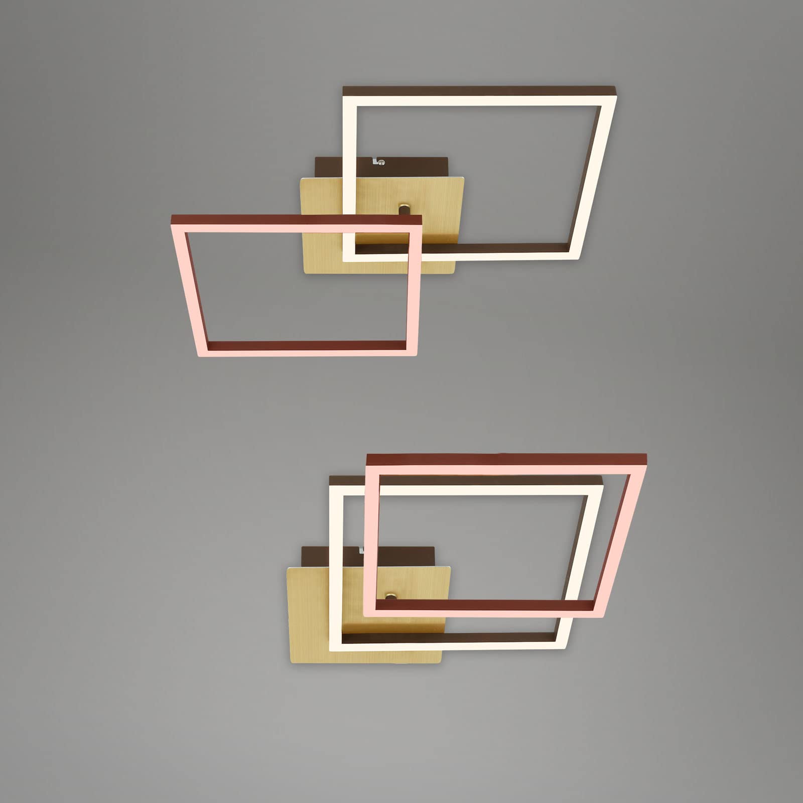 BRILONER Leuchten - LED Ceiling Light Settings Dimmable Swivelling Ceiling Light LED Frame Gold-Coloured Brown 620 x 368 x 73 mm