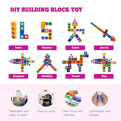 Edunicysh Popit Boy Toys Girl Dimple Fidgets Block Toys Pack Kids 39Pcs Diy Push Poppers Fidget Blocks Sensory Toy Set Autism Children Adults Stress Relief Poppet Bubbles Toys Gift Toddler 3 12 #TOP2