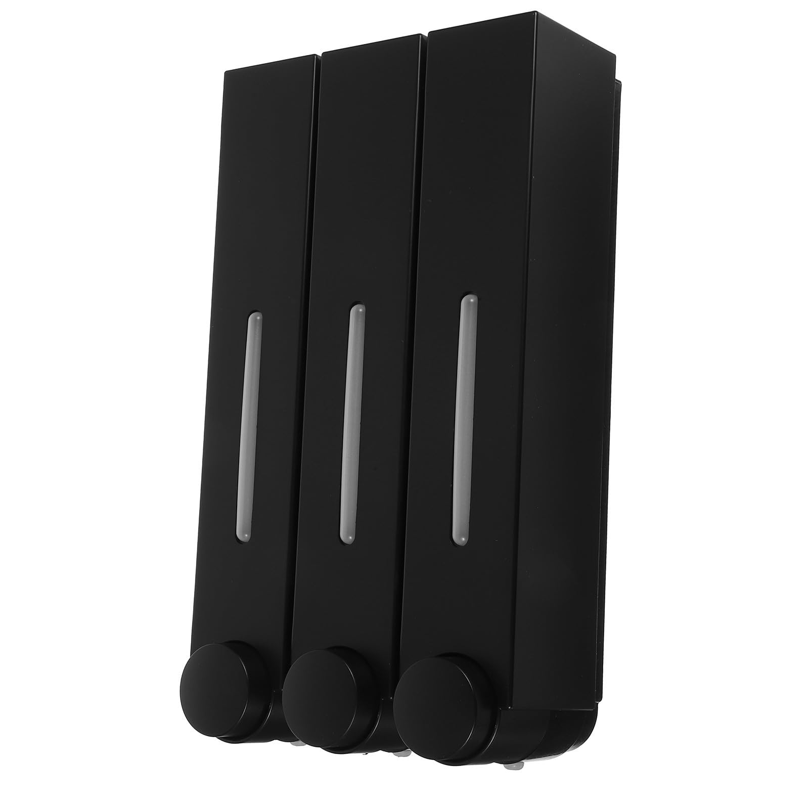 Dispensador de Jabón de Ducha Negro de 3 Cámaras, Pared | Abs y Pvc, Diseño Hermético contra Fugas, Estilo Minimalista Cabezales