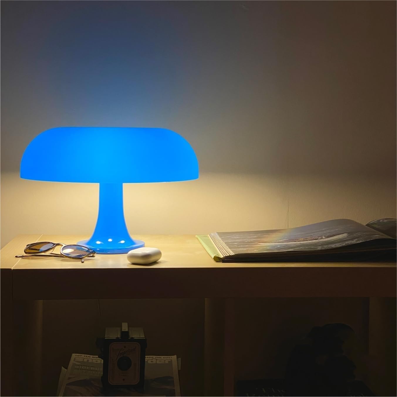Pilz Lampe, Pilz Lampe,Mushroom Lamp Für Raum Ästhetische Moderne Beleuchtung Für Schlafzimmer Kühle Retro Wohnzimmer Dekor (Blau)