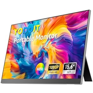 Yodoit Portable Monitor for Laptop 1920×1080 FHD 15.6″ Travel Screen...