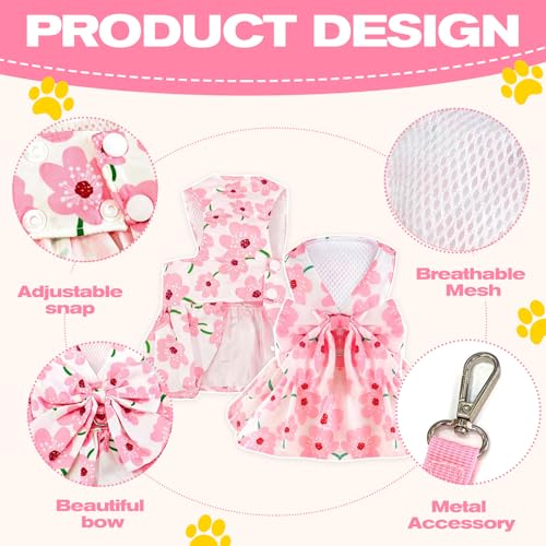 Hundekleid für weibliche Kleine Hunde,Hund Kleider Geschirr und Leine,Dog Kleid für kleine Hunde,Sommerkleid für small Haustiere,Mädchen-Hundekleid für Kleine,Mittelgroße Haustiere (L)