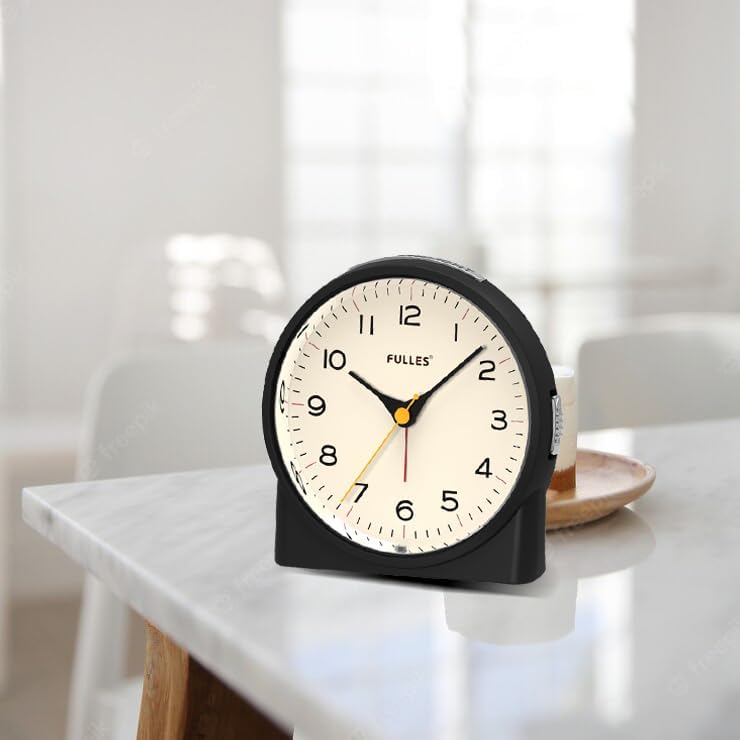 Miniatura 7 de Reloj despertador analógico silencioso sin tictac, durmientes pesados, repetición, 6 sonidos de despertador, funciona con pilas y funciones de luz,