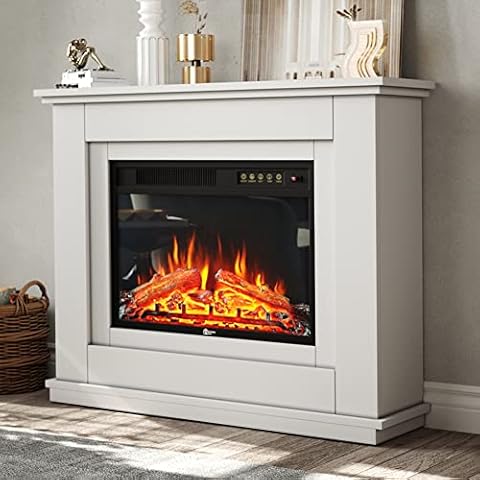 INMOZATA 40 Inch White Electric Fireplace Suite Cover