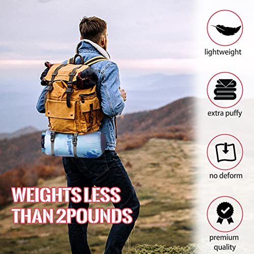 Surunta Outdoor Puffy Camping Blanket, Lightweight Down Alternative Puffy Large Ultra Warm Quilt Waterproof Blanket For Traveling Picnic Beach Party Cold Weather 1-Person #TOP3