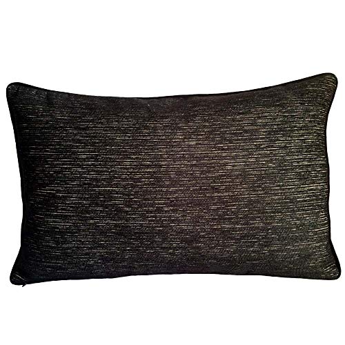 Pillowerus Artificial Leather Black 14"X24" Inches Couch Pillowcase Cushion Cover - Modern Fashionable Decorative Throw Lumbar Bolster Pillow Case With Piping For Indoor-Outdoor Home, Office, Car #TOP1