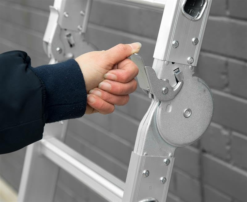 TREPPE Gelenkleiter, faltbar, teleskopisch, multifunktional, Aluminium, 4 x 5 Stufen, 5,10 m