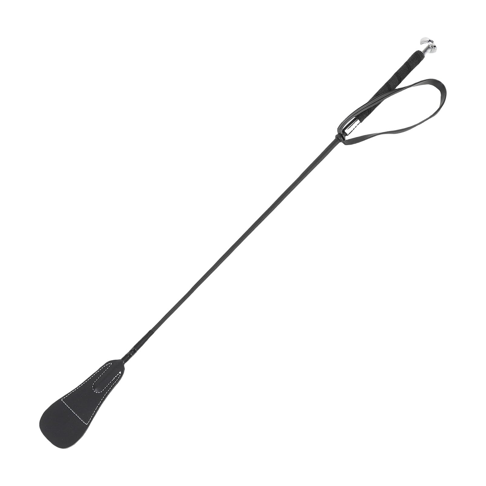 Frustino da Equitazione Verde Frustino da Equitazione da - Design Antiscivolo da 68 Cm Robusta Fibra di PC con Punta in Pelle - Elegante Nichelato - per Dressage e Allenamento - Comoda Gomma