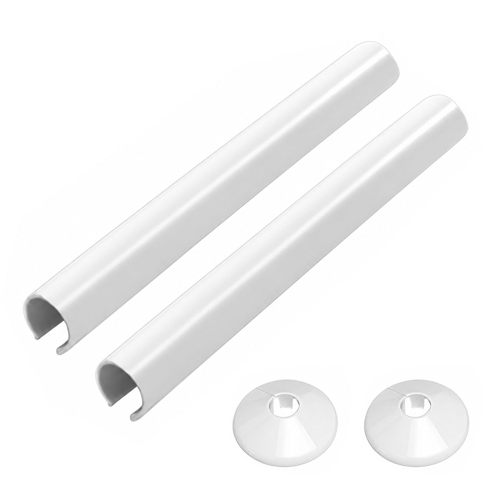 QIHAWN 2Pcs White Radiator Pipe Covers & Collars, 200mm x 15mm Pipe Sleeves