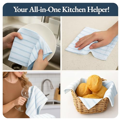 Image of LANE LINEN Kitchen Towels Set - Pack of 4 Cotton Dish Towels for Drying