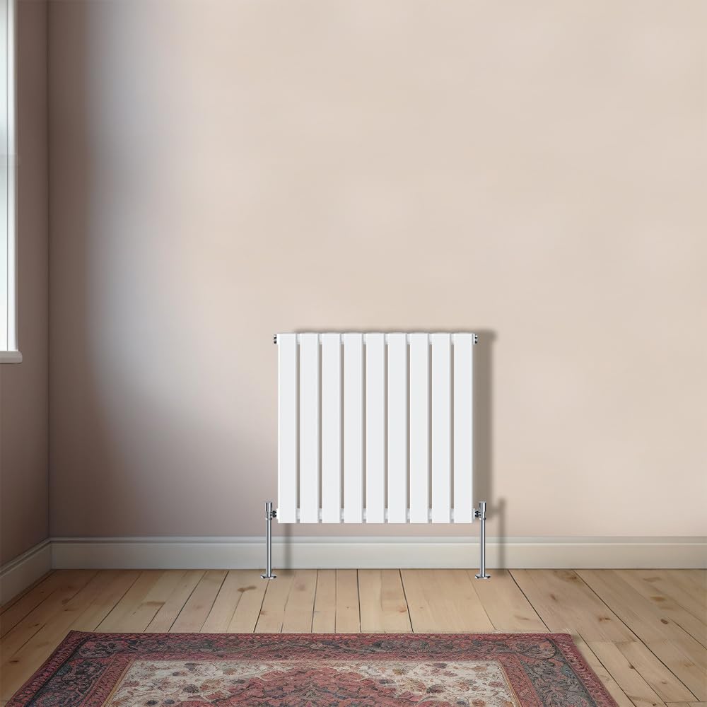 Nrg White Flat Panel Horizontal 600X612mm Single Radiator, Central Heating