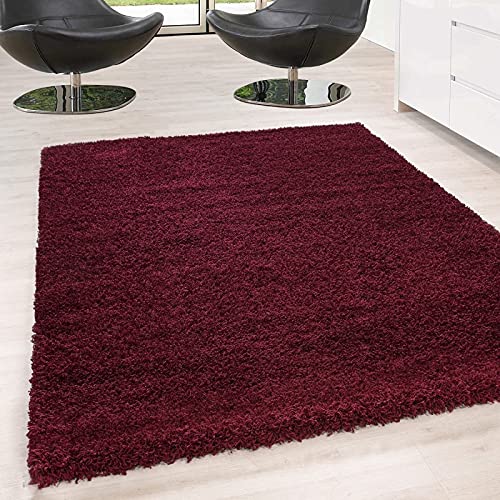 Tapis à poils longs rouge Dream Shaggy 5 cm pour réchauffer un sol froid et isoler du bruit