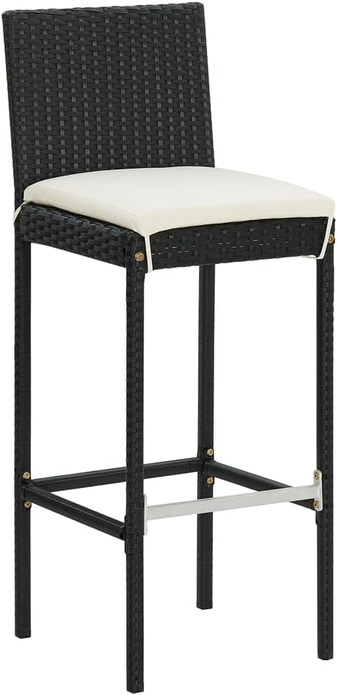 vidaXL Patio Bar Set 3 Piece, Outdoor Bar Table and Stool Set, Patio Furniture Set for Balcony Terrace, Black Solid Wood Acacia and Poly Rattan