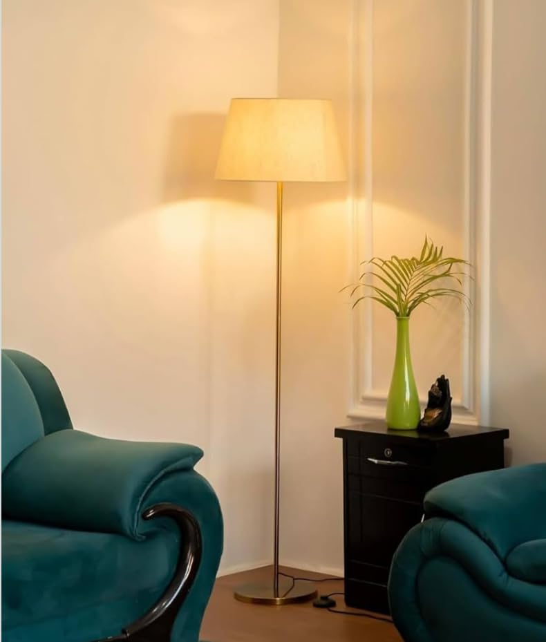 Ergonomic Floor Lamp for Living Room Modern Lamp Shade for Corner, Home, Hotel, Office 12 Inches, 4Ft Height (Gold)-image-17