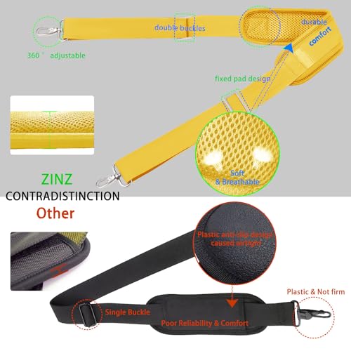 Image of ZINZ 79 inch Shoulder Strap, Extra-Thick Fixed Cushion Pad and Dual Clasps Universal Replacement Strap with Metal Swivel Hooks for Laptop Bags, Luggage Bags, Camera, Crossbody (200cm,Yellow)