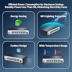 8 Ports Ethernet Switch, 8X2.5G RJ45 Ports and 1X10G SFP Port, 60Gbps Switching Capacity, Ideal for 2.5GB NAS, 4K Video, Gaming PC, 2.5GB Server, 2.5GB WiFi AP,2.5GB PCIe Adapter 2.5GB Gigabit - Image 5