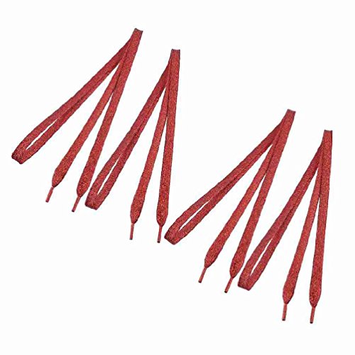 Miki&Co Trainers 46.5" lange glitter rode metalen draad platte schoen veters snaren 4 stks