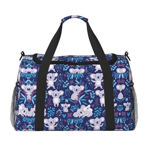 Sac de sport noir avec imprimé koala comme bagage cabine et fitness