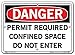 Vestil SI-D-60-A-AL-080 PERMIT REQUIRED CONFINED SPACE DO NOT ENTER Danger Sign, Aluminum, 0.080" Overall Size, 10.5" W x 7.5" H