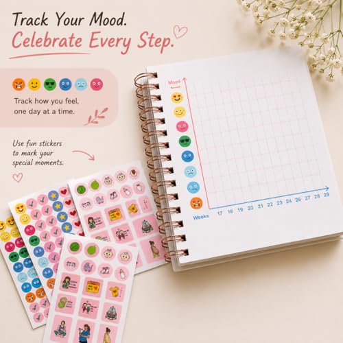 Image of Pregnancy Journal for Pregnant Women - 40-Week Bump Tracker & Memory Book with Stickers | Guided Pregnancy Planner with Prompts, Milestone Pages & Hardcover Keepsake | Gift for Expecting Moms, mothers day gift (Blossom)