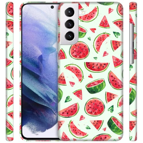 GlamCase for Samsung Galaxy S21 5G / 4G, Samsung S21 Case - Watermelon Watercolor Pattern Printed Cute Slim Fit Hard Plastic Protective Back Phone Case for Samsung S21 5G / 4G