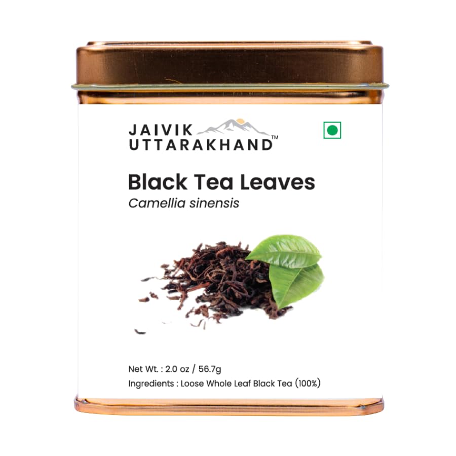 Image of Jaivik Uttarakhand Dried Black Tea (56.7 g), Boost Immunity, Healthy Digestion, Natural Detox Beverage, Pack of 1 Tin Can