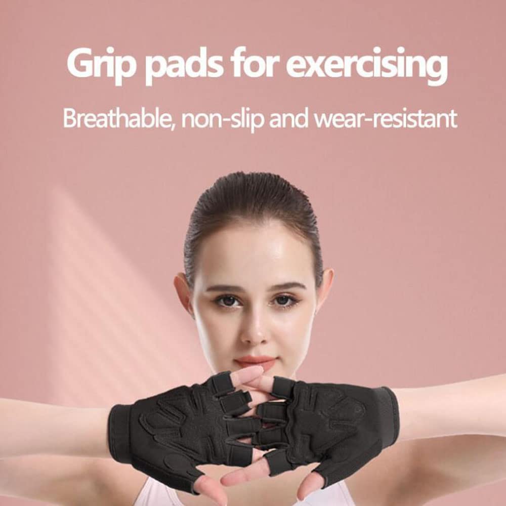 Guanti da Allenamento Senza Dita Guanti per Sollevamento Pesi per Uomini e Donne Supporto per Allenamento in Palestra Protezione Completa del Palmo,Rosa,M