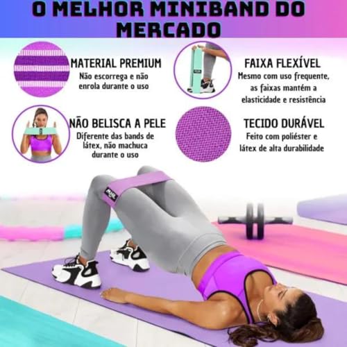 Kit 3 Faixas De Elástico Para Exercícios Funcionais Mini Band Resistência Pilates Fisioterapia Yoga