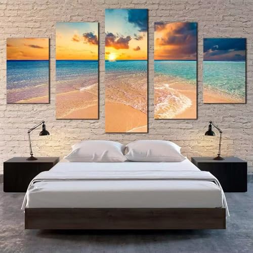 Grand tableau decoration murale prete a suspendre avec cadre paysage Maldives