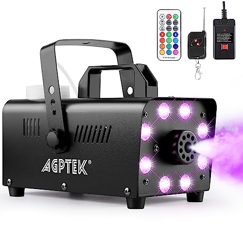 AGPTEK Smoke Machine, Fog Machine with 13 Colorful LED Lights Effect, 500W and 2000CFM Fog with 1 Wired Receiver and 2 Wireless Remote Controls, Perfect for Wedding, Halloween, Party and Stage Effect AGPTEK Smoke Machine, Fog Machine with 13 Colorful LED Lights Effect, 500W and 2000CFM Fog with 1 Wired Receiver and 2 Wireless Remote Controls, Perfect for Wedding, Halloween, Party and Stage Effect