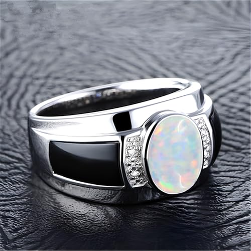 2CT Oval Cut Gemstone with Moissanite Side Stone Engagement Rings for Men 10K 14K 18K Gold Birthstone Luxury Wedding Band Men's Rings Anniversary Jewelry Gifts for Him/Father/Husband3