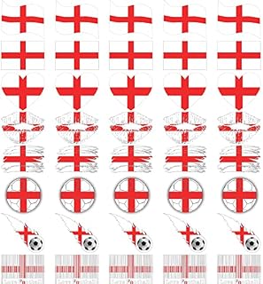 National Flag - English Rugby / Football Country Flag - 8 Pack (40 Tattoos) Temporary Face & Body Tattoo Sticker - Perfect for trips to the pub, Sporting events St Georges Day (8 Styles) (Britain)