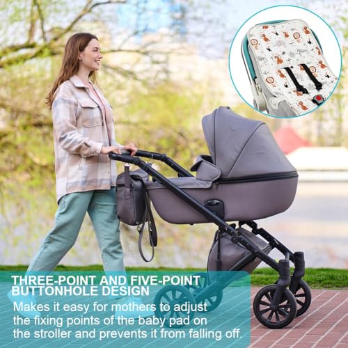 AOGOE Universelle Kinderwagenmatratze, Beidseitig Sitzauflage Weiche Kinderwageneinlage für alle Jahreszeiten, 10 Löcher Bollerwagenmatte kompatibel mit den Meisten Kinderwagen