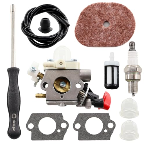 MCHNIC Vergaser mit Luftfilter Benzinfilter Schraubendreher für Stihl FS 40 50 56 70 FS40 FS50 FS56 FS70 FC56 FC70 Trimmer Heckenschere ersetzt Zama C1M-S267A, 4144 120 0608