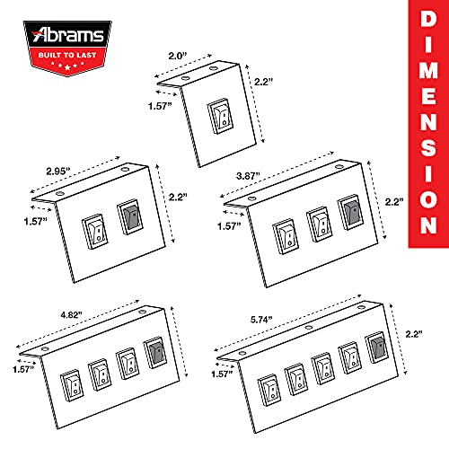 Abrams Taurus Premium 12V Switch Box Panel - (4) On/Off Rocker Switch With Led Light & (1) Momentary Switch Plate - 2 X 15 Amp Inline Fuse - Dimensions: 5.74"L X 2.2"H X 1.57"D #TOP7