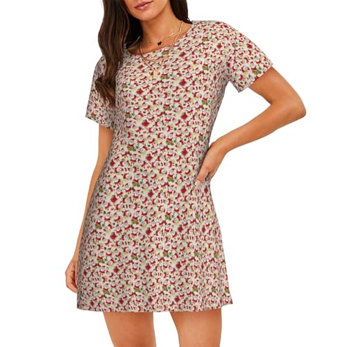 Robe de nuit légère dessin animé Père Noël pour femme