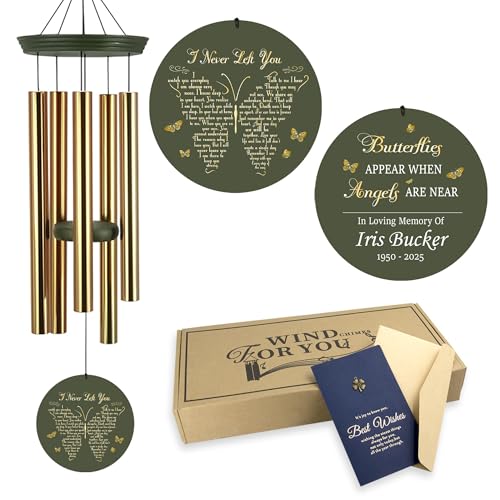 Image of ASTARIN Memorial Wind Chimes Personalized, Bereavement Gift Ideas for Sympathy Loss of Lover Mother Father, 36 inch Deep Tone Wind Chimes Patio Decoration, in Memory of Loved One Gift(Made in Texas)