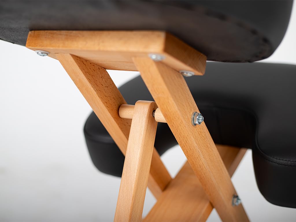 HABYS Ergo Simple Kniestuhl mit Rollen │ Korrekturstuhl Bürostuhl Computerstuhl Orthopädischer Sitzhocker Kniehockerm │ Höhenverstellbar Holz Schwarz