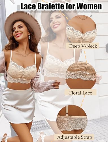 Image of Avidlove Lace Bralette for Women V Neck Cami Tank Y2k Camisoles Adjustable Spaghetti Strap Crop Top Non Padded