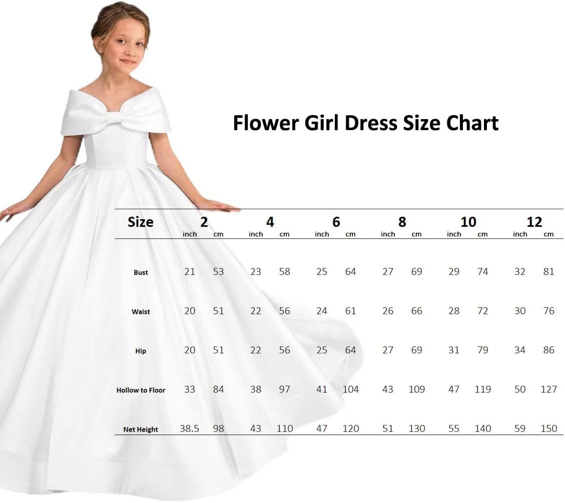 White Off Shoulder Satin Flower Girl Dresses for Weddings First Communion Dress Pageant Gown KT280