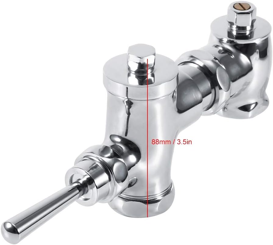 Brass Retractable Urinal Flush Valve Hand Pressing Type Flushing Valve with Adjustable 105-115mm Hole Distance for Toilet Bathroom Home Office Hotel
