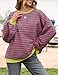 UEU Womens Striped Oversized Pullover Color Block Long Sleeve Crew Neck Sweatshirt Top Pink Green Striped Medium