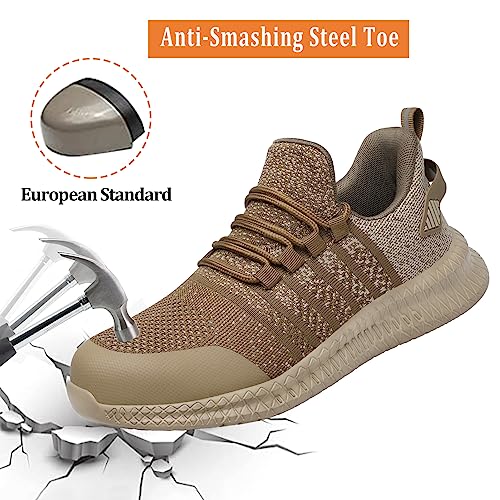 Image of Steel Toe Shoes for Men and Women Comfortable Lightweight Work Safety Shoes Puncture Proof Slip Resistant Indestructible Sneakers Construction Work Utility