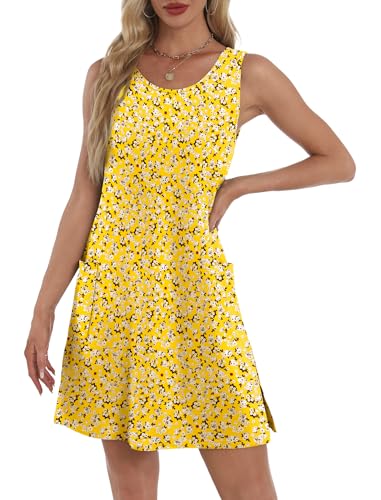 Image of BKRIVE Coverup Summer Dresses for Women 2026 Eyelet Casual Loose Sleeveless Sundresses Tank Dresses with Pockets