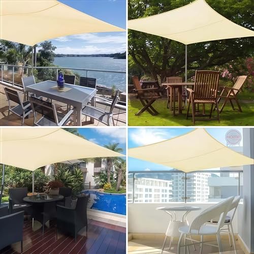 Toldo de Vela transpirable resistente al agua con cuerdas para patio 7