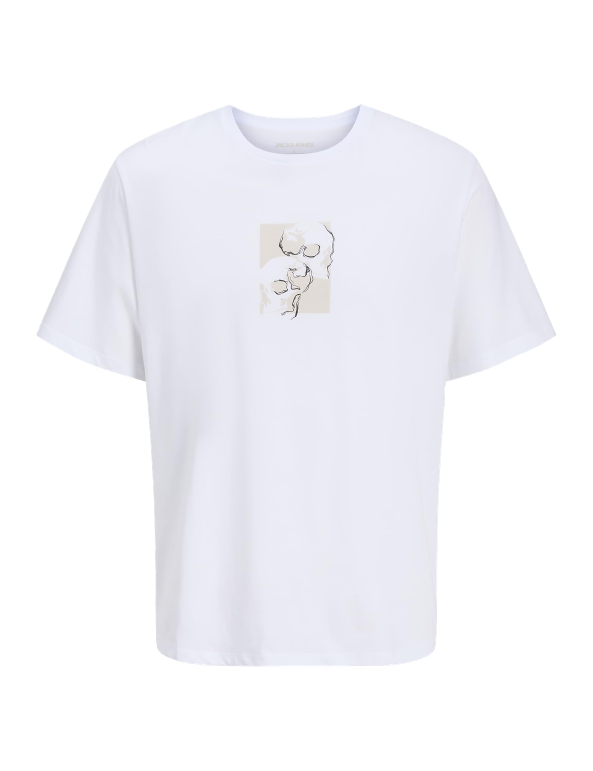 JACK & JONES Jjskully Tee SS Crew Neck, White, L