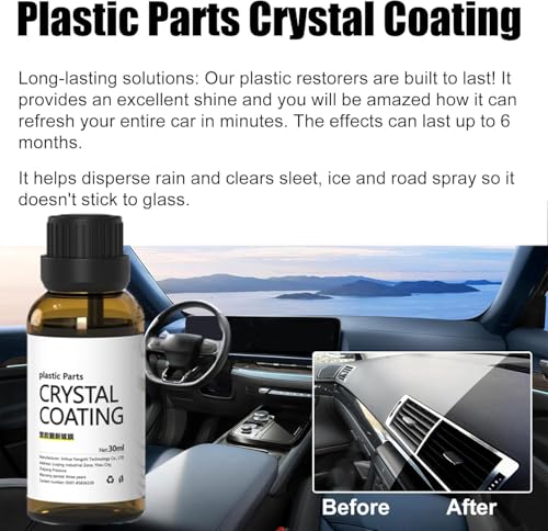 Image of KROYWEN Crystal Coating for Car and Bike Plastic Parts | 30ml PVC Restorer and Revitalizing Coating Agent | Maintenance Dashboard Plastic Cleaner Polish Shining | Pack of 3